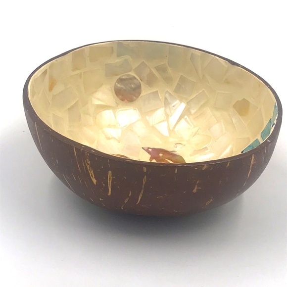 Imported Coconut Shell Bowl w/ two Dolphins - Picture 3 of 6